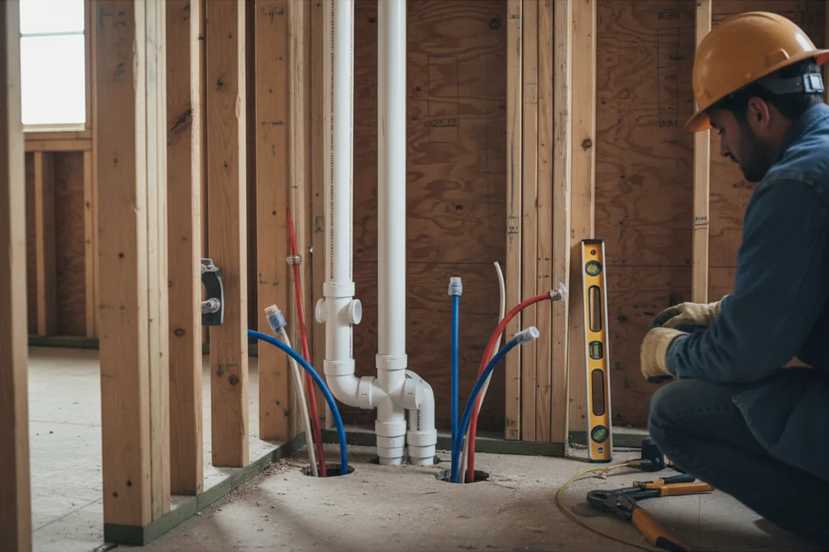 Drain and supply rough-in during Leak Detection in Stirling
